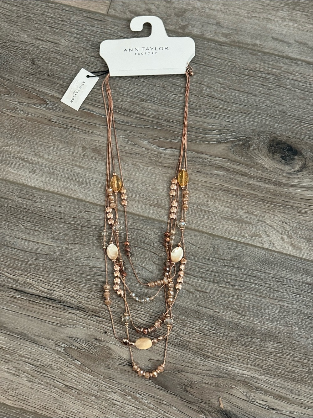 Ann Taylor Factory Rose Gold-Toned Multi Strand Beaded Necklace